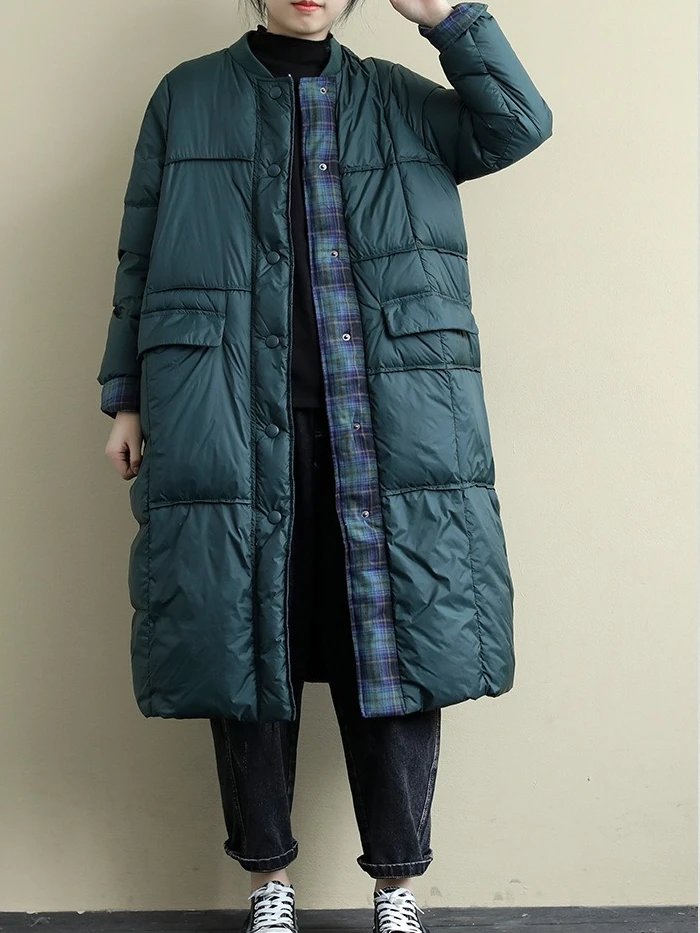 Winter Mode Neue frauen Unten Jacke Lose Pendeln Patchwork Lange Winddicht Unten Jacke