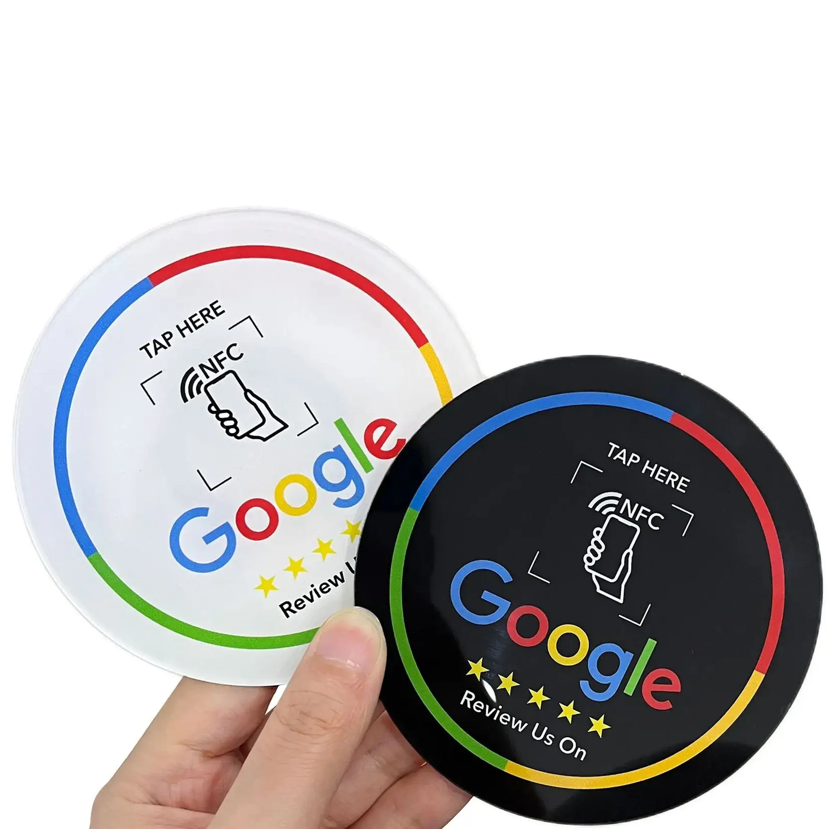 Waterproof NFC Review Stickers 13.56Mhz Adhesive Labels Tap to Review Us on Google NFC215 Tap Review Sticker Tags for Business
