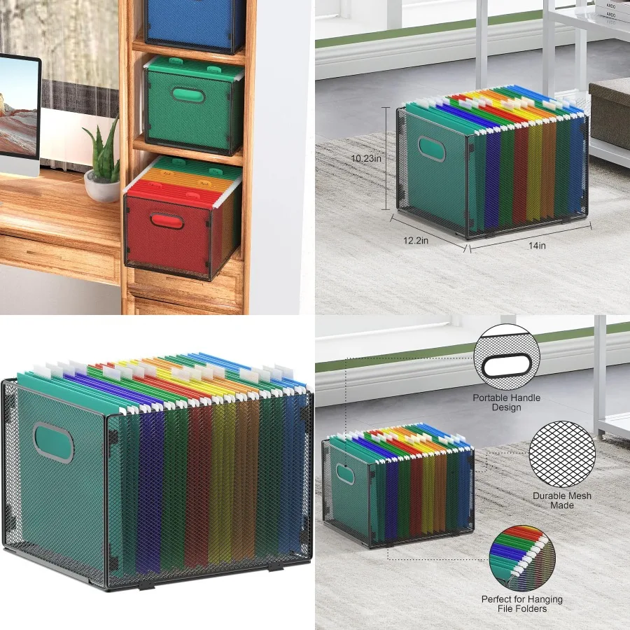 

Samstar Hanging File Organizer Mesh File Folder Organizer File Crate File Cabinet Inserts Storage Box for Letter Size Files Eff