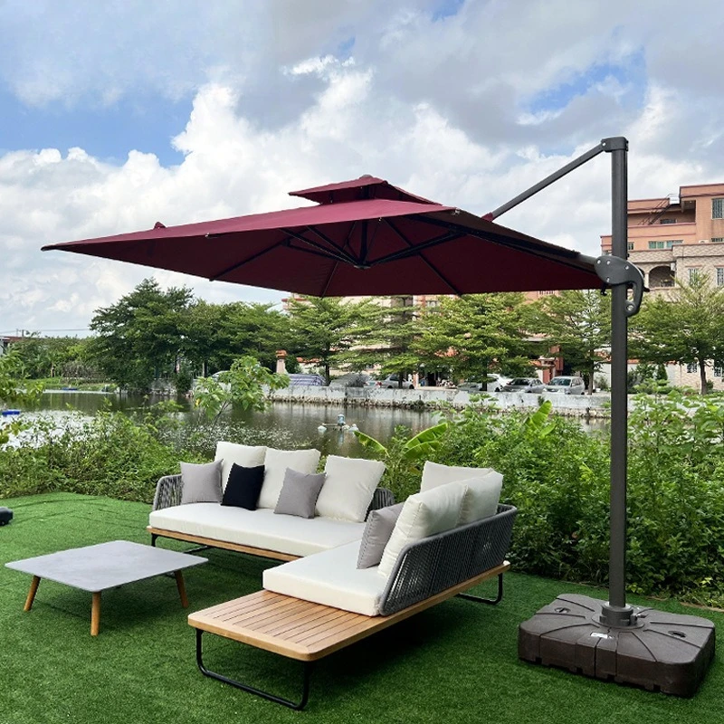 

Nordic outdoor courtyard rooftop solid wood teak sofa outdoor garden handmade rope waterproof and sunscreen furniture