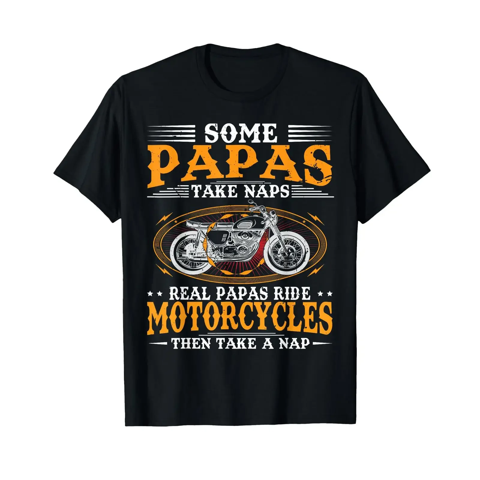 Real Papas Ride Motorcycles Then Take Naps Funny Biker Rider T Shirt vintage Washed Comfortable Casual homme Stylish
