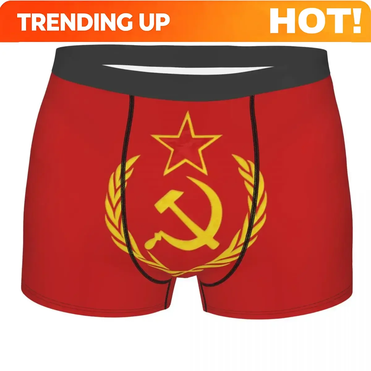 Customization USSR Hammer And Sickle CCCP Russian Soviet Flag Underwear Men Sexy Print Custom Boxer Shorts Panties Briefs Soft U