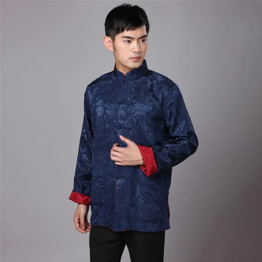 Tang Suit Traditional Chinese Clothing for Men Shirt Jacket  Double Wear Collar Cheongsam Top Retro News Year Clothes Kung Fu