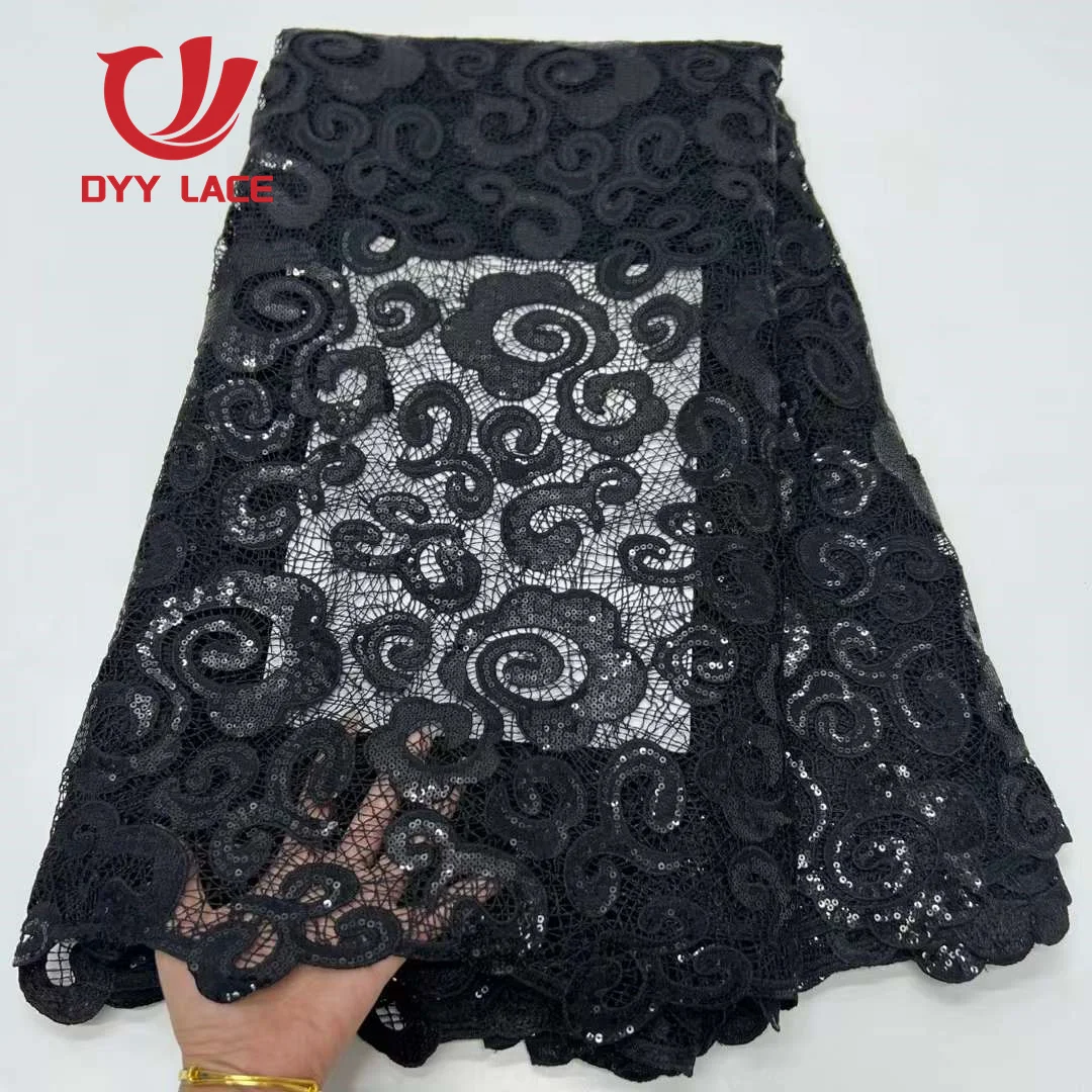 

African Voile Lace Fabric 2023 HIgh Quality Luxury Milk Silk French Sequin Mesh Lace Fabric For Sewing Wedding Party Dress