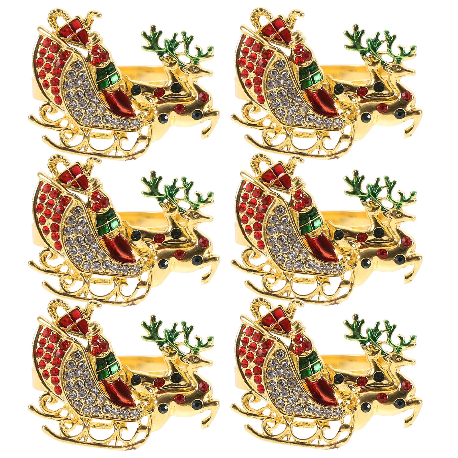 

6Pcs Elk Napkin Rings Christmas Alloy Napkin Holders Dining Table Decor Xmas Party Holiday Buckles Tableware Accessories