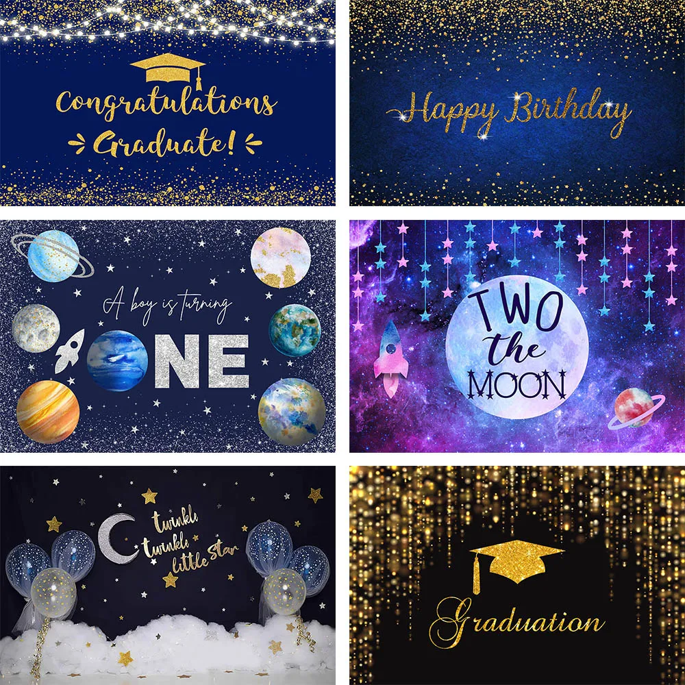 

Mehofond Photography Background Twinkle Twinkle Little Star Happy Birthday Backdrop Balloon Blue Sky White Clouds Space Photo