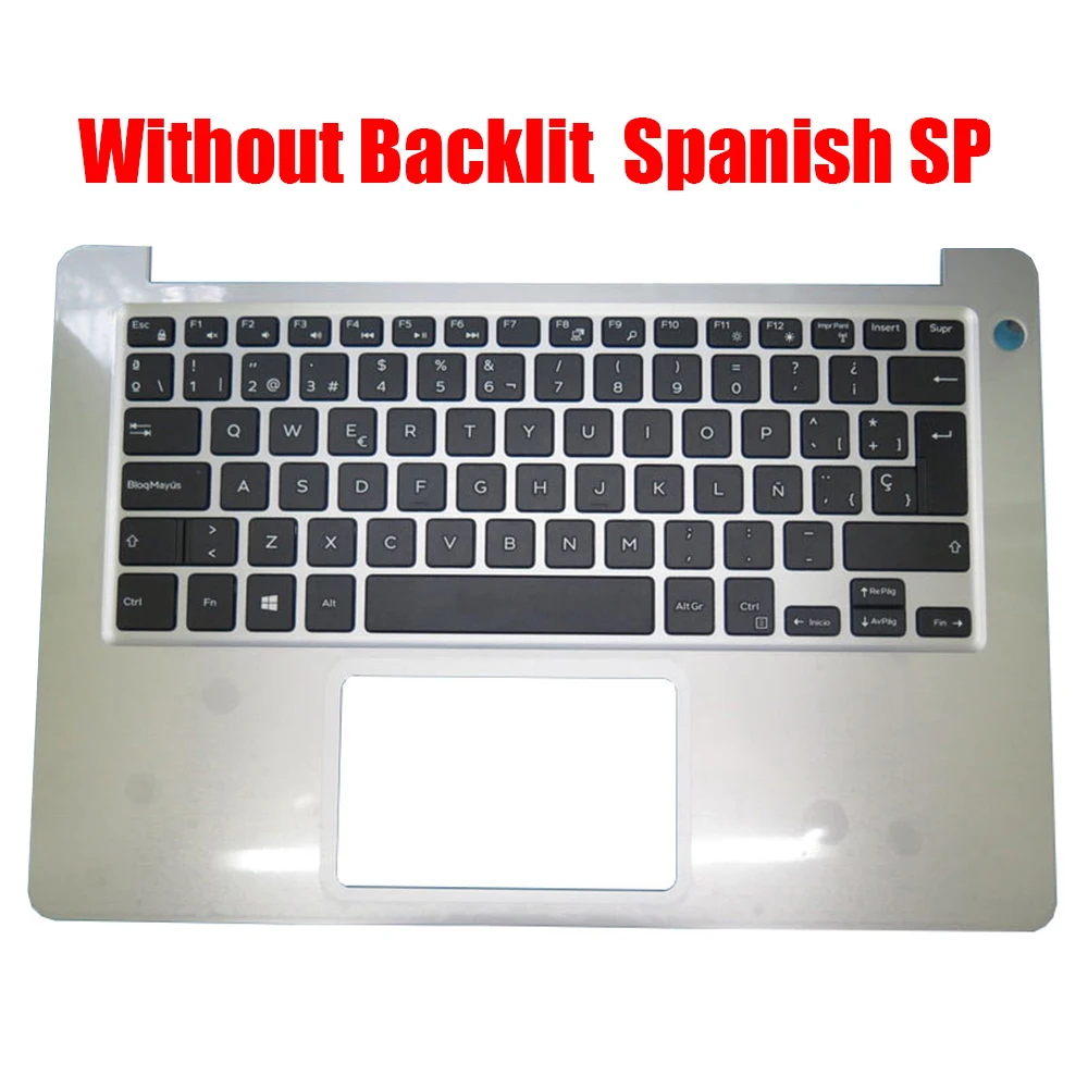 

Spanish Laptop Palmrest For DELL For Inspiron 13 5370 0265G7 265G7 0PHFXK PHFXK Without Backlit Keyboard Silver Upper Case New