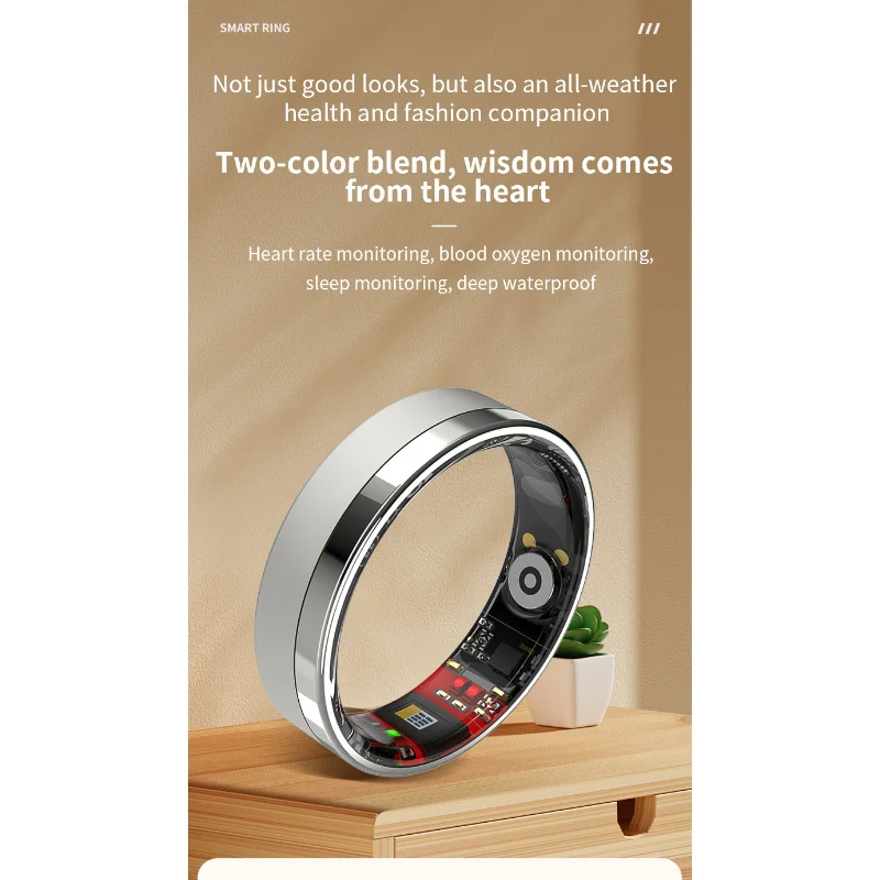 

Умное кольцо с зарядной станцией (мужской/женский штекер), мониторингом сна, измерением пульса, мультимодальным режимом.