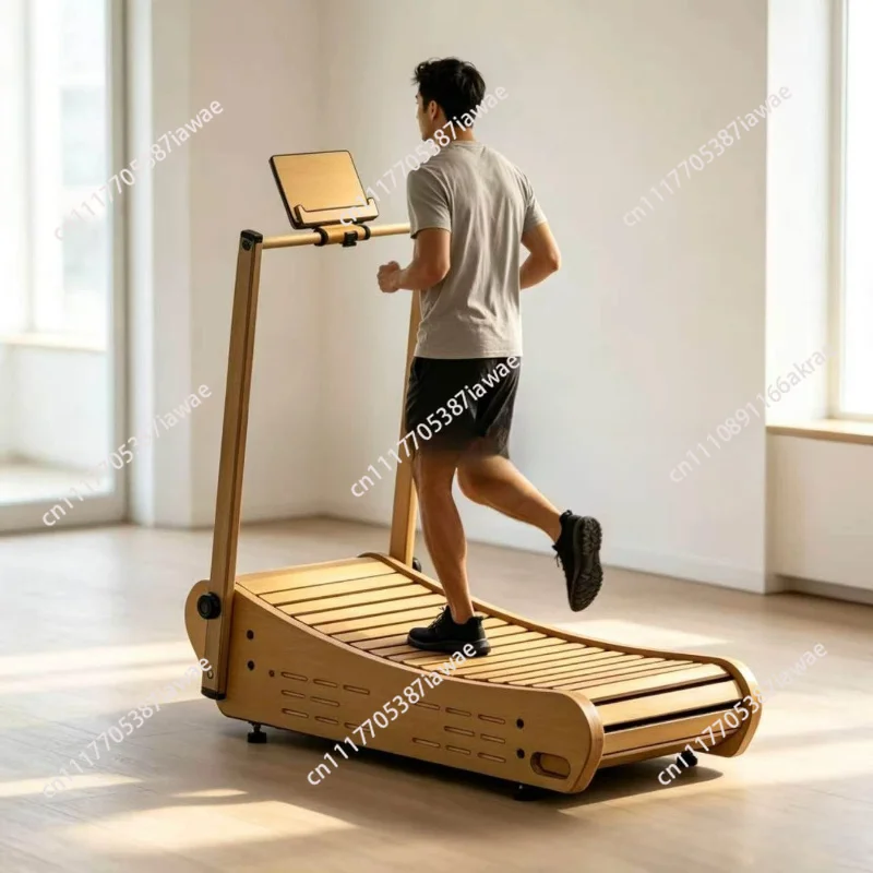 Wooden Unpowered Treadmill Home Gym Studio Curved Fitness Equipment Unpowered Treadmill