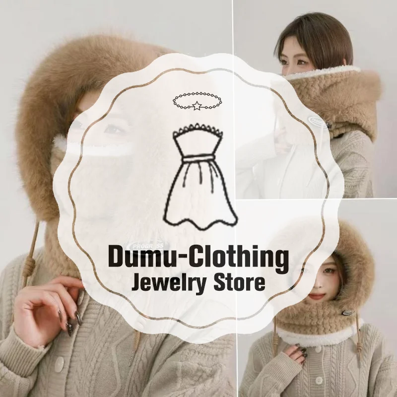 قبعة شتوية قطيفة للنساء غطاء رأس سميك دافئ مع وشاح قناع حماية الأذن قبعة حرارية مقاومة للرياح لركوب الدراجات في الهواء الطلق #1