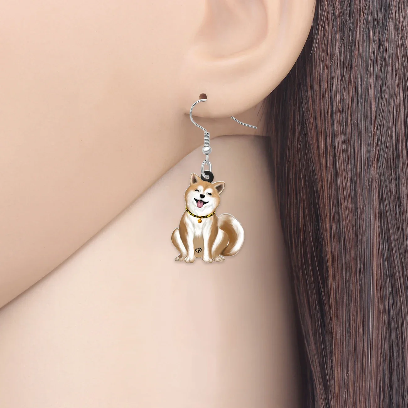 WEVENI Acrylic Sweet Japanese Akita Drop Dangle Dog Earrings Charm Puppy Pets Jewelry Gifts For Women Girls Kids Accessories