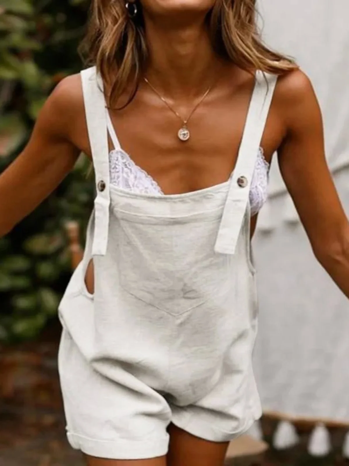 

Комбинезон на пуговицах Color Blo с бретелями и высокой талией, повседневные брюки Street Sle, однотонный комбинезон для женщин