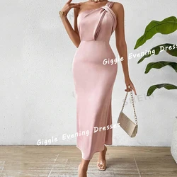 Giggle Crepe Sleeveless Simple Elegance Prom Gown Saudi Arab Close Fitting Ankle-Length Evening Party Dresses for Women 2024