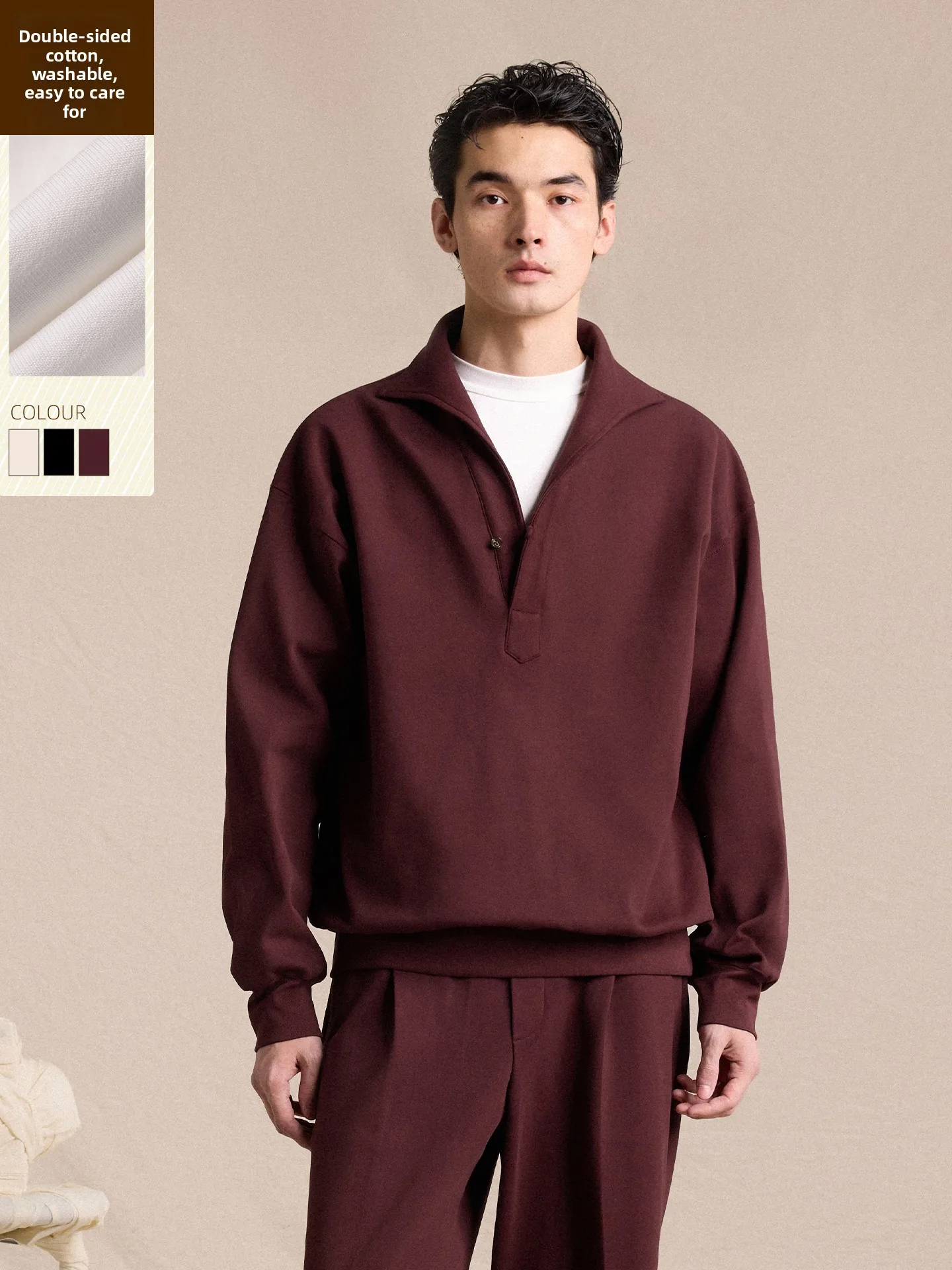 

Худи CULTUM свободного кроя, двустороннее, 100% хлопок, повседневное, с длинными рукавами, на пуговицах, с цельным воротником, комфортное