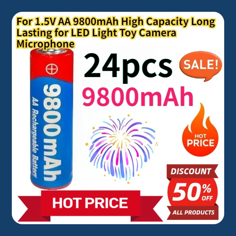 

For 1.5V AA 9800mAh High Capacity Long Lasting for LED Light Toy Camera Microphone