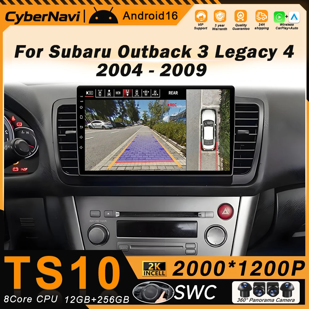 Rádio Automotivo Android 16 Carplay Para Subaru Outback 3 Legacy 4 2003 2004 2005 2006 2007 2008 2009 Multimídia Vídeo GPS Navegação