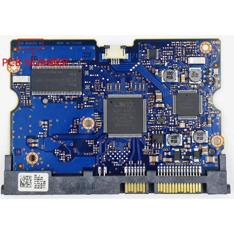 Hitachi Hard Disk Circuit Board / 110 0A90201 01 , 220 0A90201 01 / IC: 0A71261 / 0A71339 / JPK3MA, JPK3EA, JPK28A, JPK20N