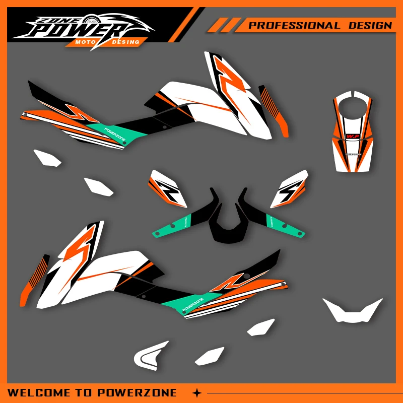 

POWERZONE Motocross Team Graphics Background Sticker Decal Kits For KTM DUKE 125 200 390 2011 -2015 2016 Customized Number 01