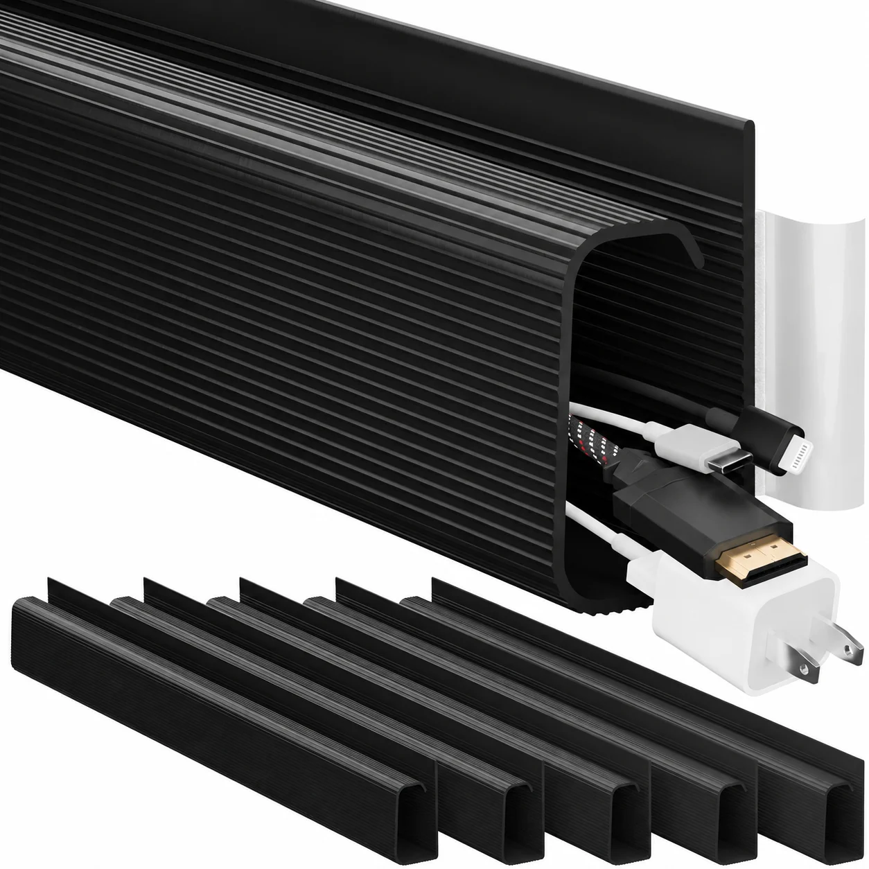 1 Stück 40 cm/15,75 Zoll Kabelmanagement-Ablage für unter dem Schreibtisch, PVC-Kabelkanal, Kabelverstecker, Kabelorganisator für Computer- und TV-Stromkabel