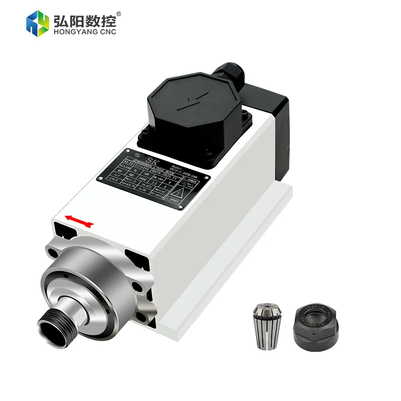 Square Air-Cooled Spindle Motor 2.2kw 220v 380v 24000rpmer20 4-Bearing High-Speed Motion Cnc Milling Machine Engraving