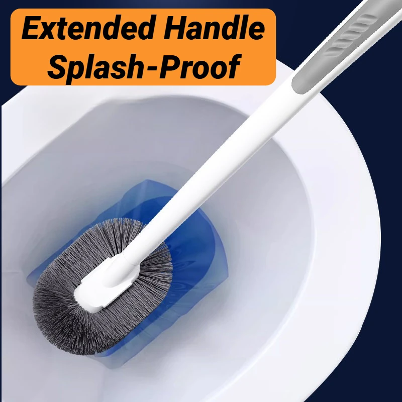 Wall Mounted Long Handle PP Toilet Brush Hemispherical Groove Design No Dead Corners Durable Household Bathroom Cleaning Tool
