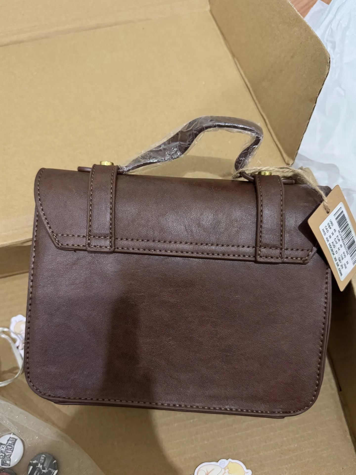 حقيبة بنية من البولي يوريثان للفصول الأربعة عالية الجودة بغطاء قلاب حقيبة كتف للسيدات حقيبة يد أمريكية عتيقة ملابس الشارع على طراز Preppy #2