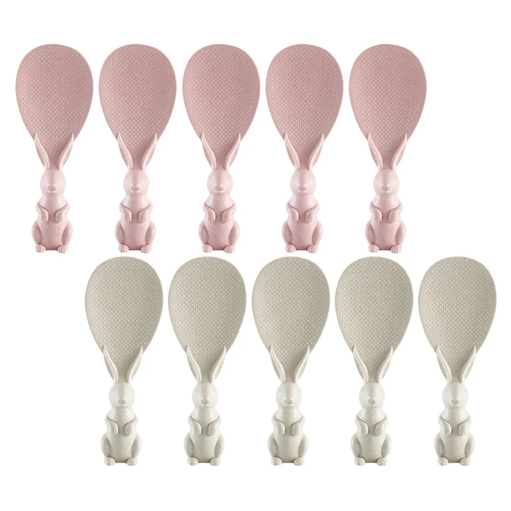 ملاعق أرز غير لاصقة 10 قطعة من قش القمح PP مغرفة لطباخ الأرز مجاذيف وجبة بسيطة صديقة للبيئة مجموعة أدوات المطبخ