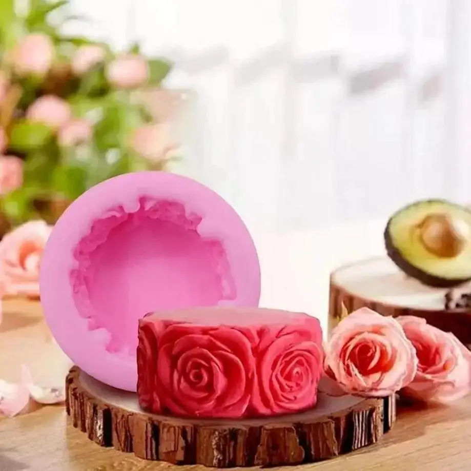 Großhandel DIY handgemachte Seifenform Seifenherstellung 3D kreisförmige Rose geformte Silikon-Seifenform Kuchen Kerzenform Handwerk Dekoration