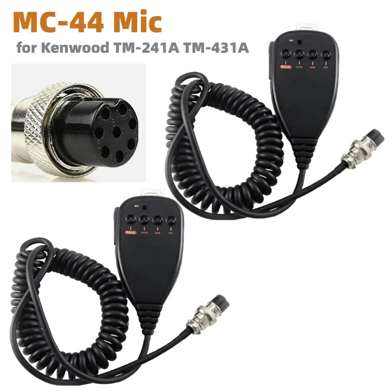 

2PC MC-44 8PIN Handheld Shoulder Speaker Mic PTT for Kenwood Radio TM-231 TM-231A TM-431A TM-261TM-401A TM-211A TM-631A TW-4100A