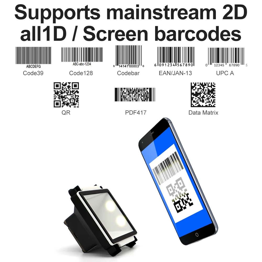 โมดูลเครื่องสแกนบาร์โค้ด Xincode Mini 2d สำหรับ Arduino แบบติดผนัง รองรับการสแกน QR บาร์โค้ด พร้อมพอร์ต RS232 TTL สำหรับตู้คีออสก์