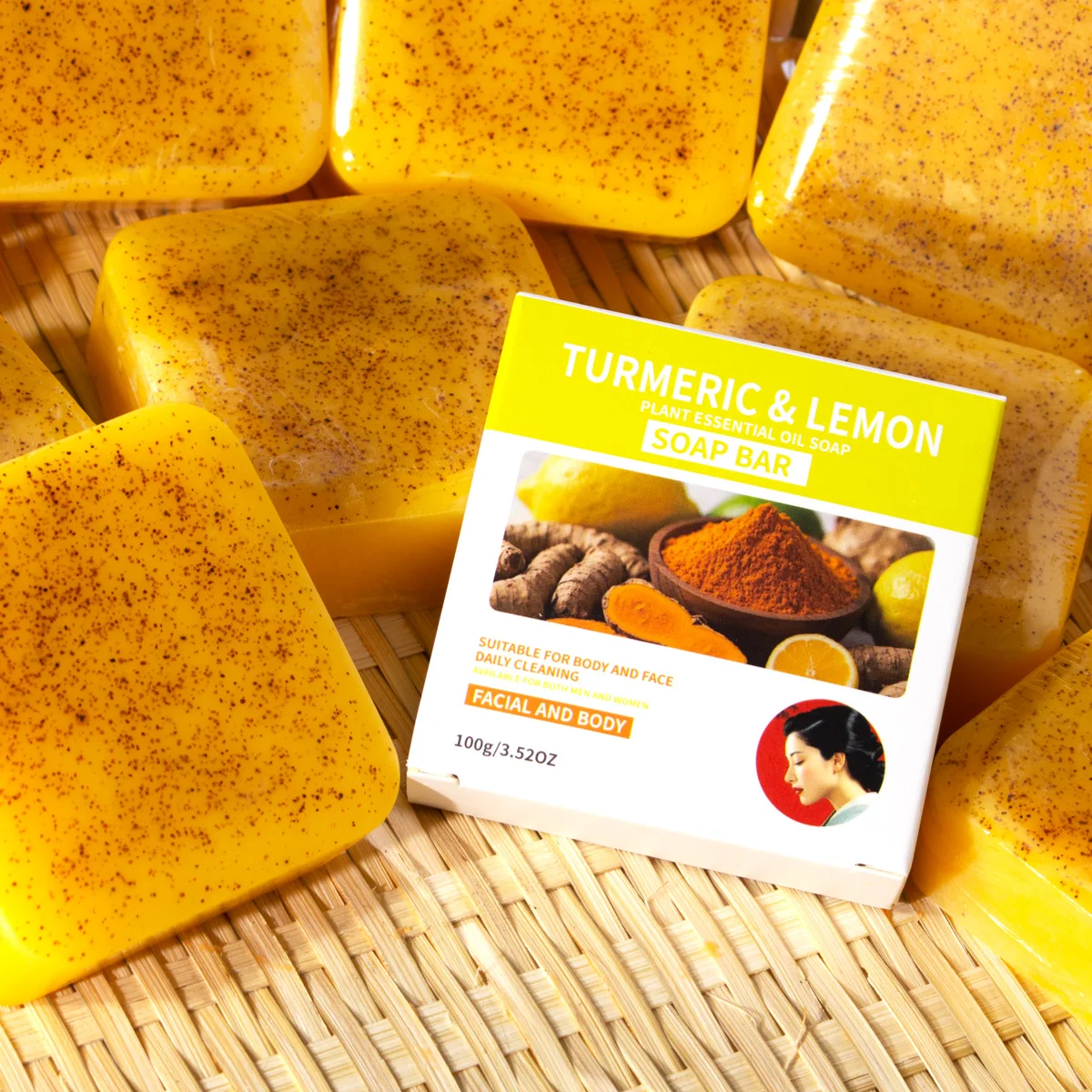 

Lemon Whitening, Oil Control, Acne Removal, Ginger Yellow Soap, Natural Plant Essential Oil, Skincare, Handmade Scrubbing Soap