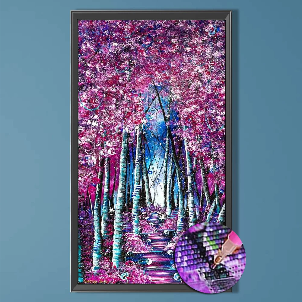 Blossoming Walks Purple Landscape Diamond Mosaic Diamond Painting 2023 New Arrival Embroidery Sale Modern Home Decoration