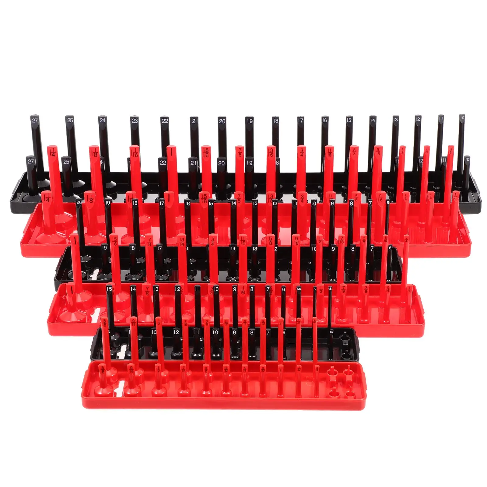 

6 Pcs Holder Metric System Tool 1/4 Socket Organizer Organizer Tray Durable Base Stability Mechanics Style Storage Solution