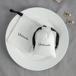 100pcs Cotton Drawstring Storage Bags Custom Logo Bar Mitzvah Xmas Wedding Gift DIY Pouch Reusable Home Organize Dustbag 10x15cm