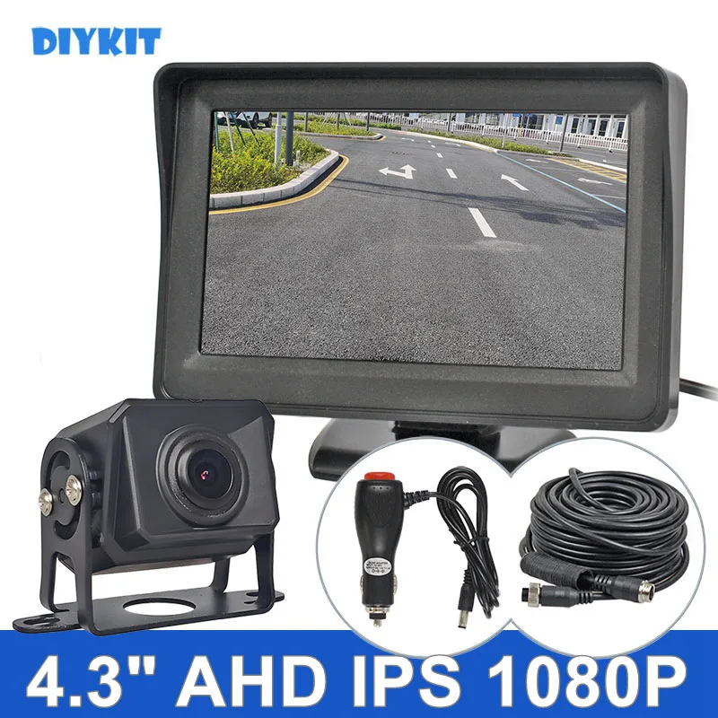 DIYKIT 1920x1080P 4.3inch AHD IPS Backup Car Monitor AHD Truck Starlight Night Vision Rear View Car Camera for Bus Car Truck