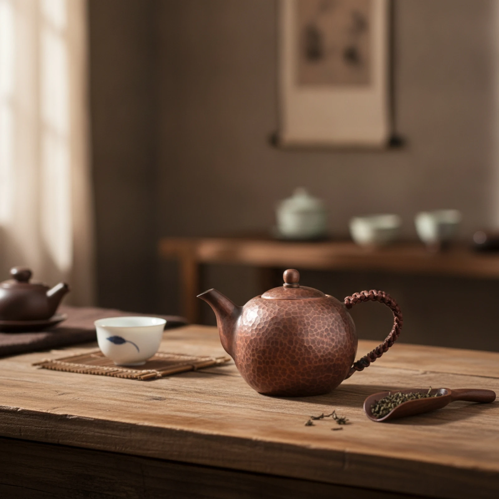 Hammered Copper Teapot Handmade Copper Teapot Tea Maker Traditional Kitchenware Long-Lasting for Collectors