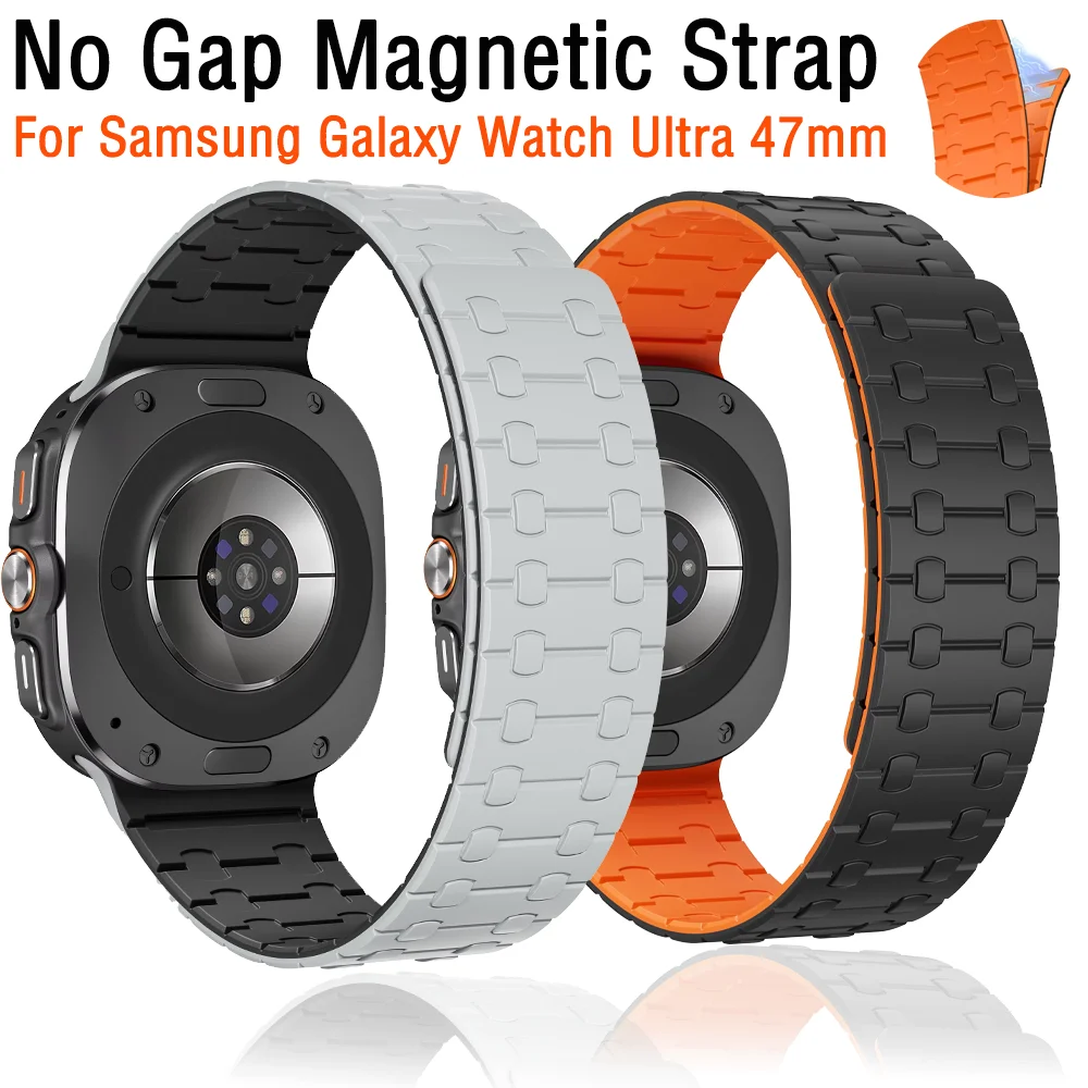 Correa deportiva de silicona sin espacio para Samsung Galaxy Watch Ultra 2025, banda magnética de 47mm, cómoda pulsera Galaxy Watch Ultra Belt