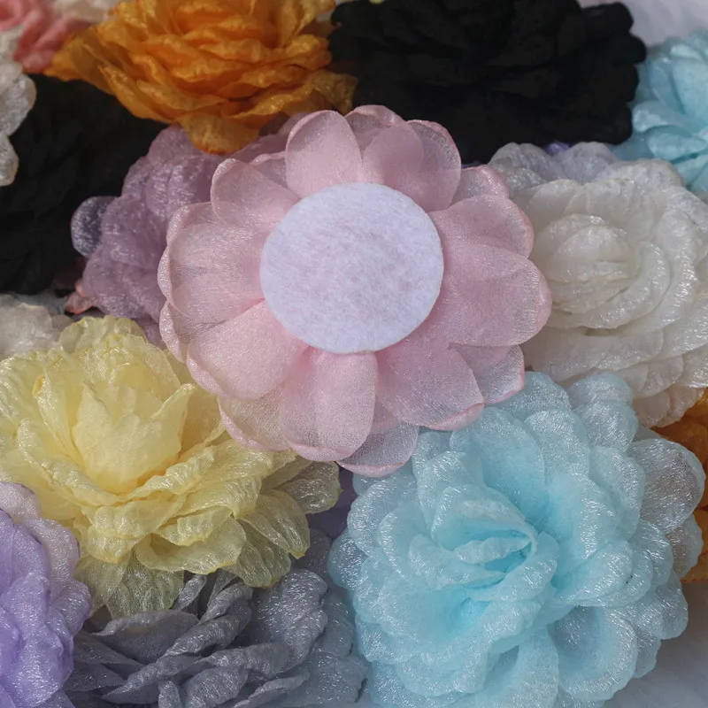 10Pcs 7.5Cm Chiffon Artificial Fabric Flowers Headwear Wedding Decoration Home Accessories Diy Fake Flower