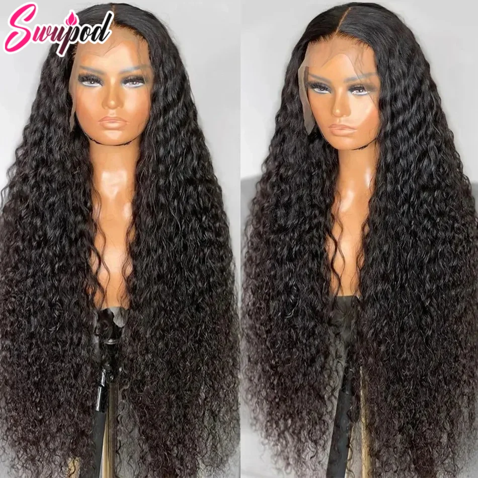 

250% 360 Full Lace 13x6 HD Lace Frontal Wig for Women 13x4 Front Deep Wave Curly Remy Human Hair Dark Black Glueless Pre Plucked