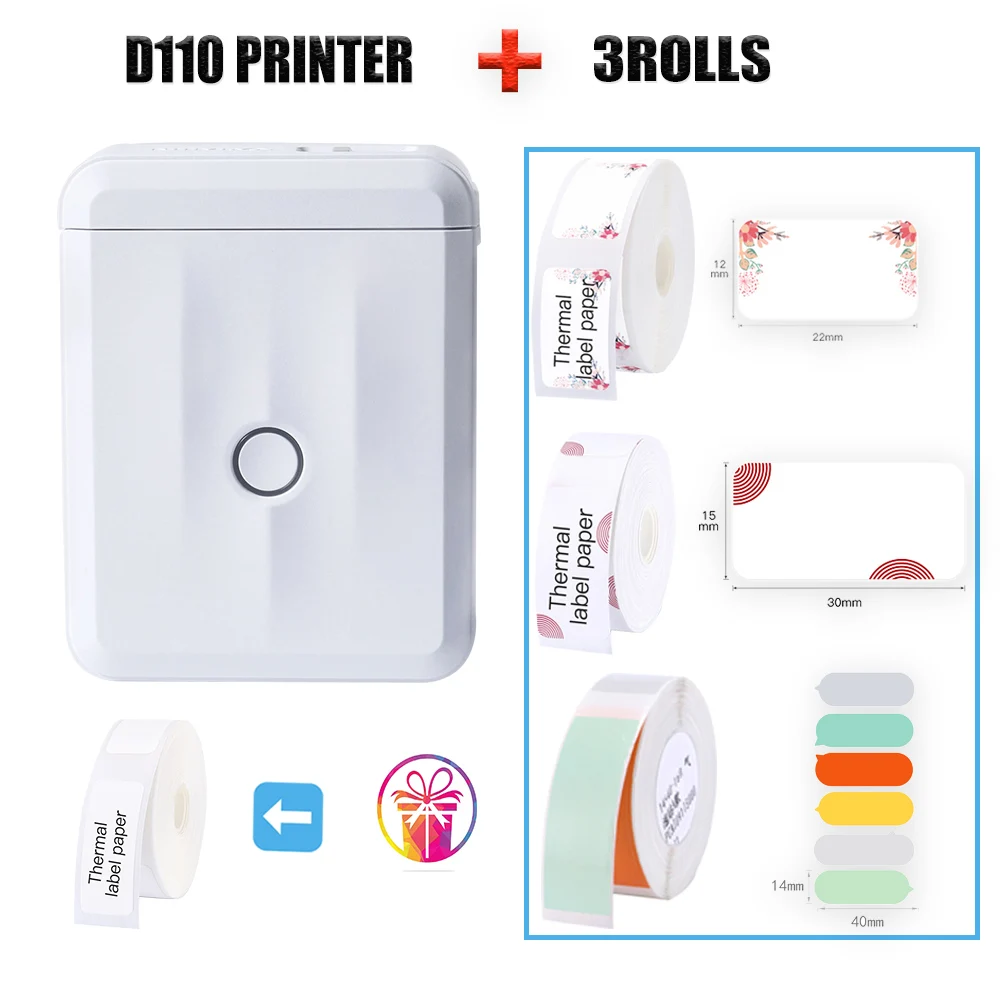 D110 Niimbot Thermal Label Printer Self-adhesive Sticker Labeling Machine Transfer Supermarket/Jewelry/Clothing/Fruit Shop Print