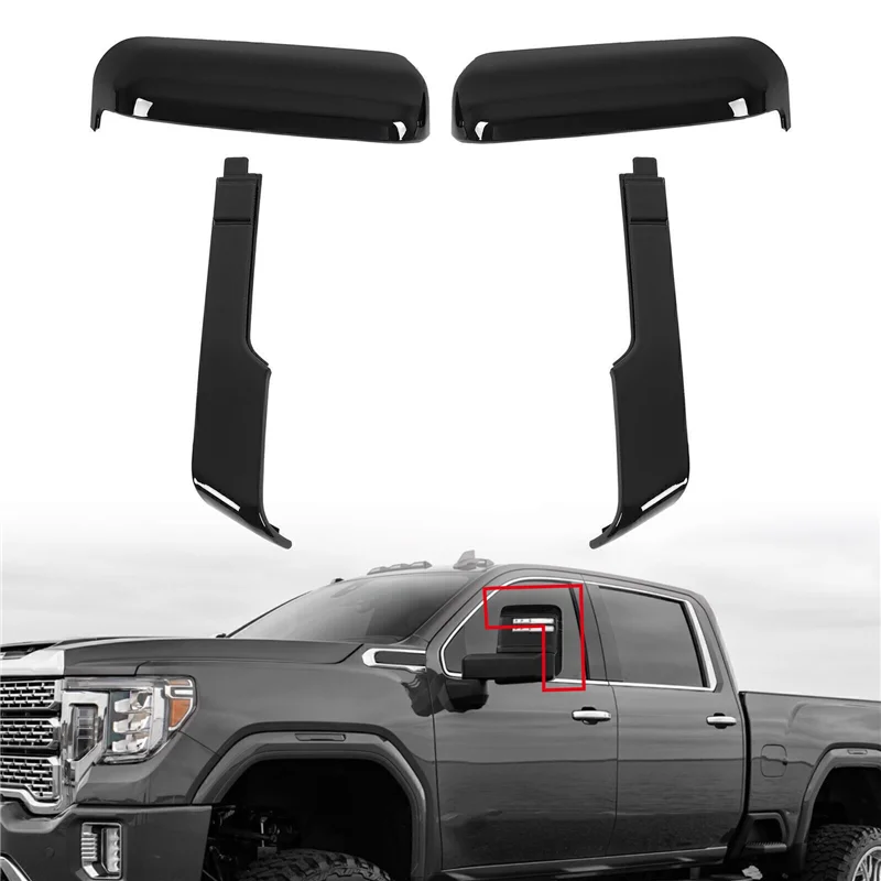 

Car Top Rear View Mirror Covers For Chevy Silverado GMC Sierra 2500 3500 HD 2020-2021 Accessories Rear View Mirror Side Covers-A