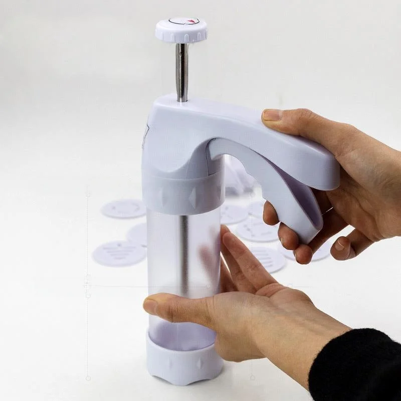 Hand-Pressed Baking Gun Cream Flower Maker  Cookie Dryer 2 Flower Sheets 6 Melting Beans Filling Nozzle Baking Professional