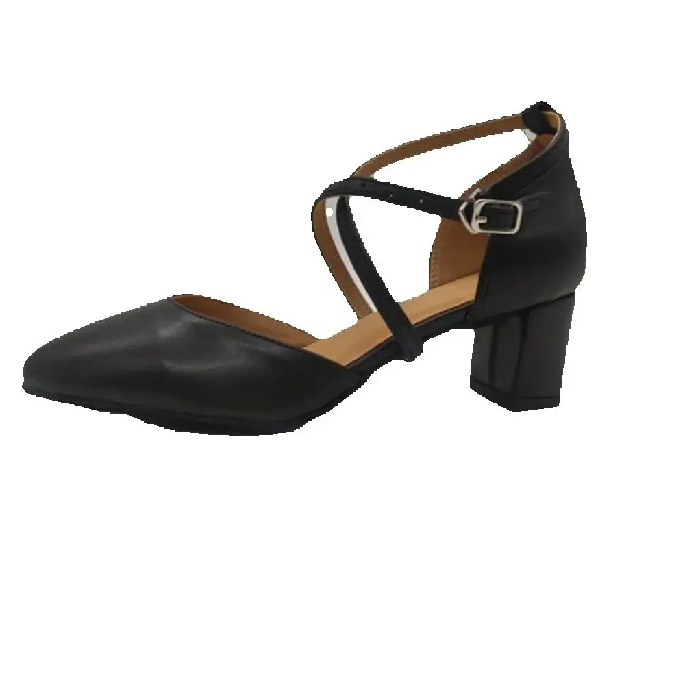 New Women Ballroom Shoes Ankle Strap Cover Toe Sandals Latin Salsa Ballroom Dance Shoes 5cm Thick Heeled Party Dancing Shoes