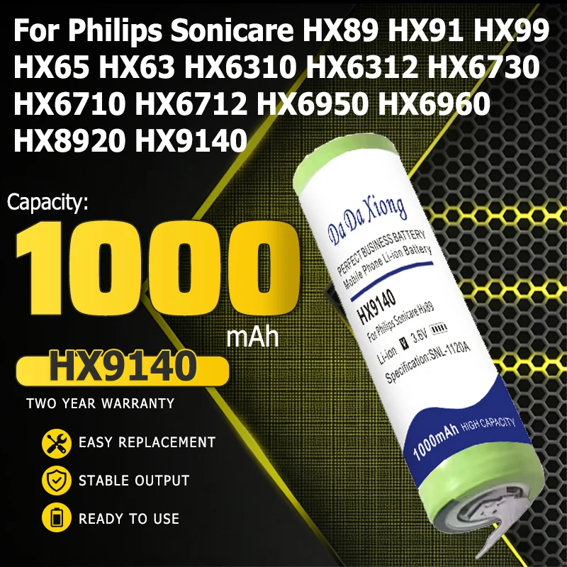 Battery for Philips Sonicare HX89 HX91 HX99 HX65 HX63 HX6310 HX6312 HX6730 HX6710 HX6712 HX6950 HX6960 HX8920 HX9140