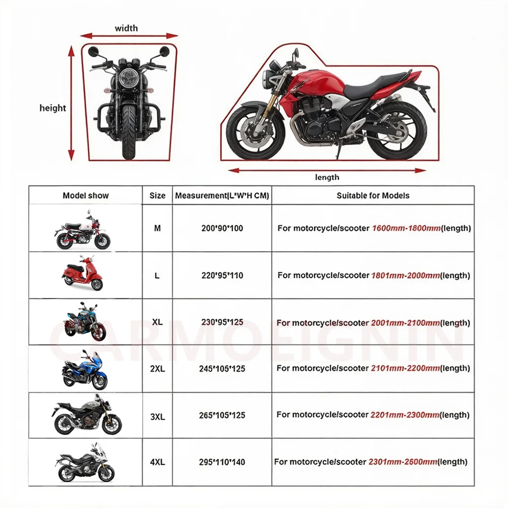 Universal Motorcycle Cover All Season Weather Motorbike for Zontes 300 CF Moto 650 MT Suzuki GW version S Honda Forza 125 Vespa