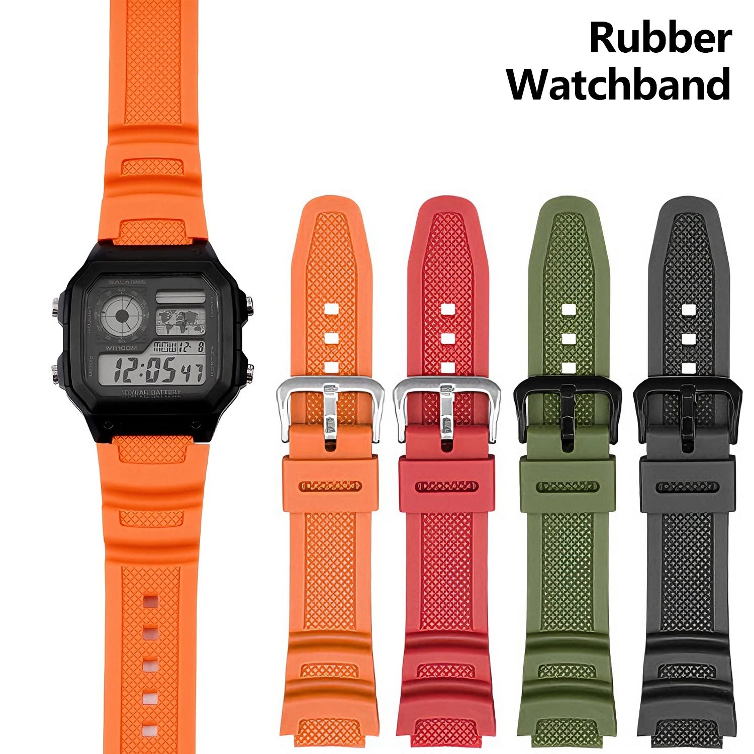 Rubber Watchband For F108 F-108WH W-216H W-218H W-215 W-752 W-S200H SGW-400/500H Waterproof Resin Silicone Dust-Free Watch