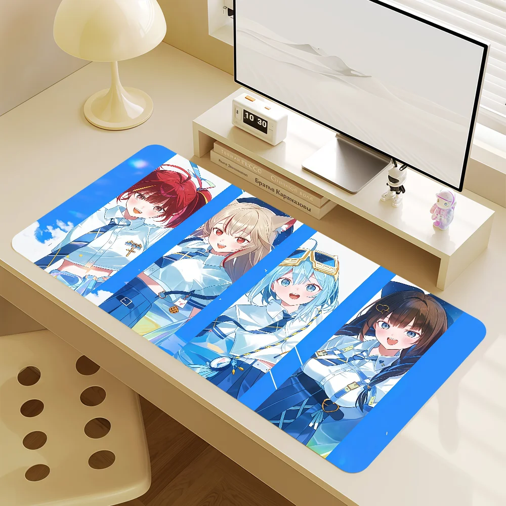 XXL 900x400mm Virtual Idol Singer Group Mouse Pad, Non-Slip Rubber Stitched Edge, Thickened Large Desk Mat for PC Laptop