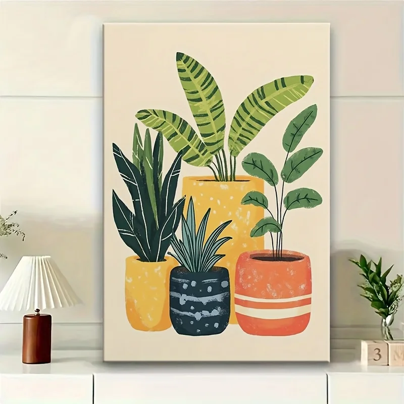 Modern inner frame flower market vase floral canvas poster suitable for living room and bedroom decoration