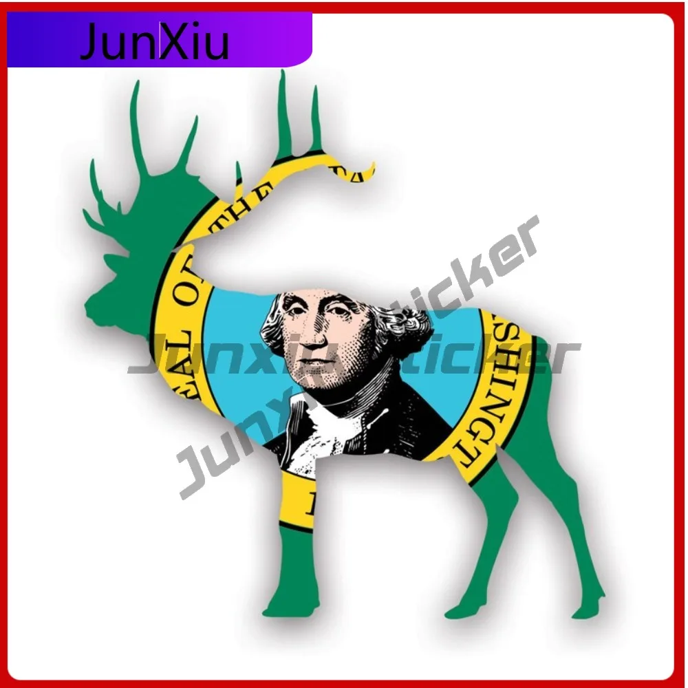 

Washington Deer Shaped Sun Resistant Scratch Resistant Vintage For Laptop Truck Rear Windshield Self Adhesive Easy To Remove