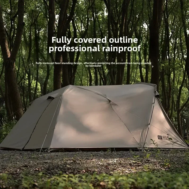 Camping Tent Outdoor Overnight Rainproof Sunscreen Thick Folding One Bedroom Two Living Rooms for Family Camping